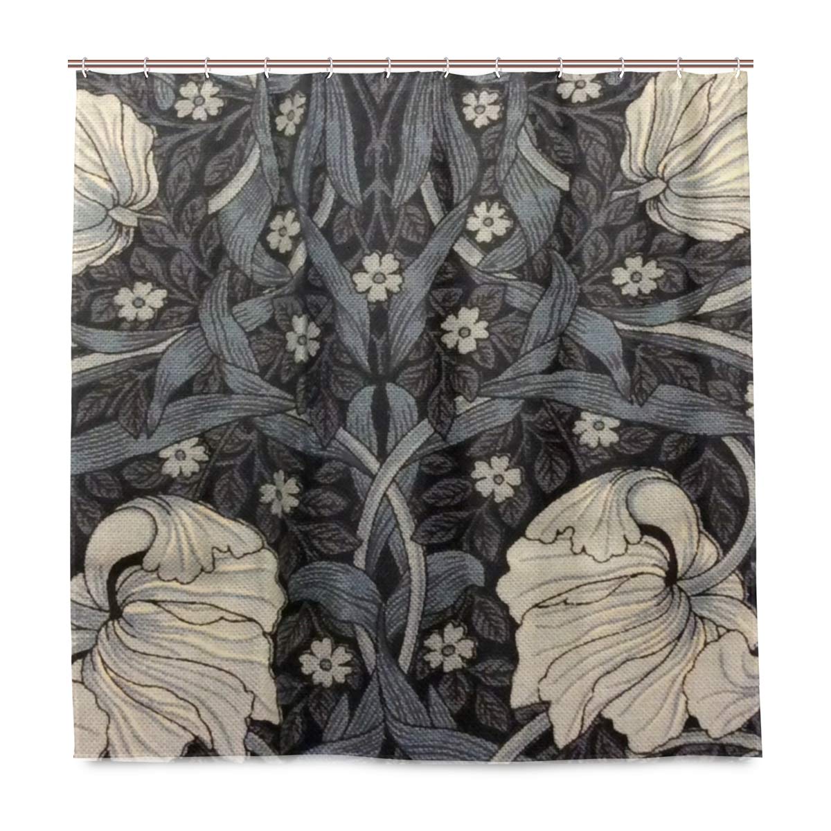 William Morris Shower Curtain, Bathroom Shower William Morris-Zoom Curtains Fabric Waterproof for Bath Home Decor, 180x180cm with 12 hooks