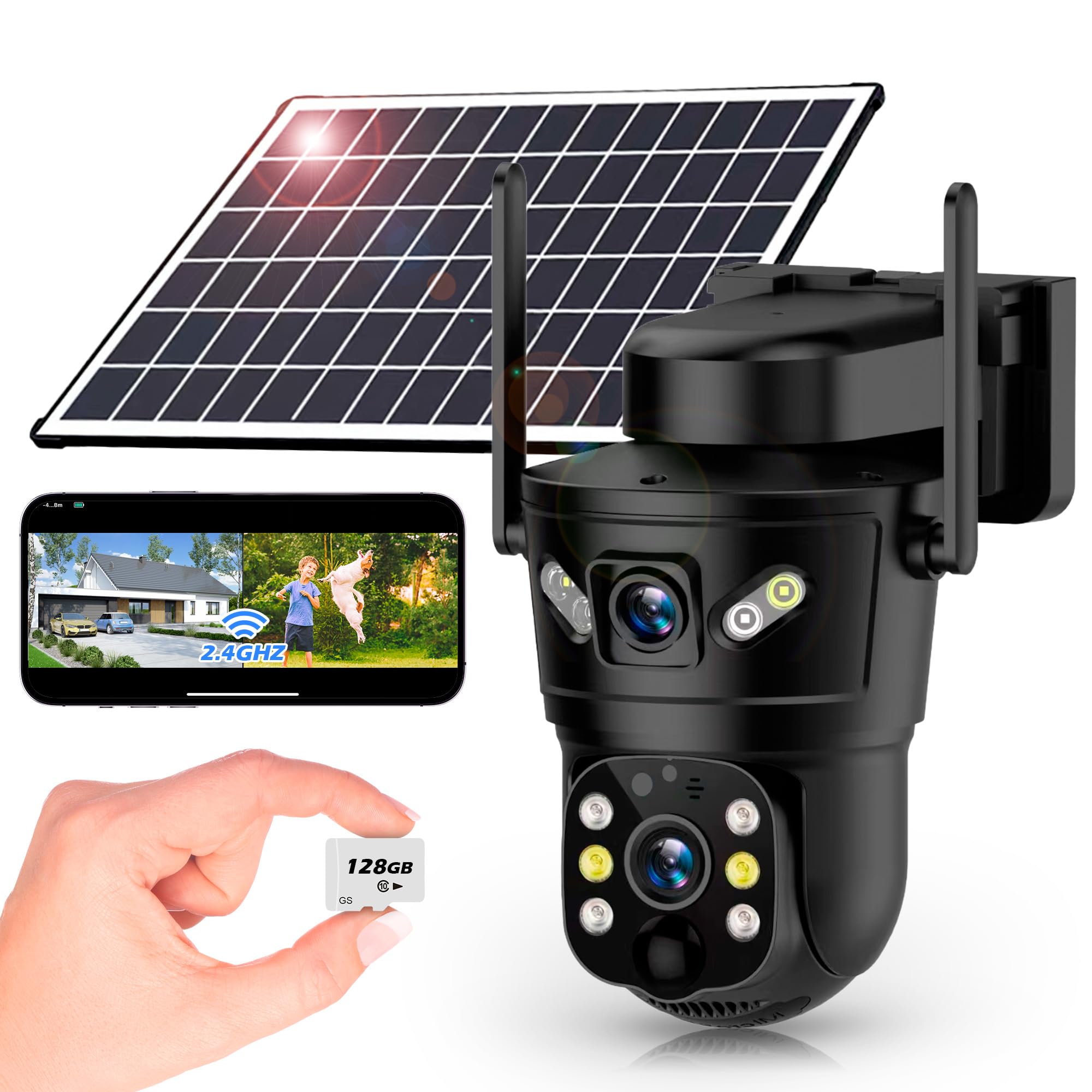 3K Solar Security Camera Wireless,270°Pan 90°Tilt Auto Tracking,WiFi Cam,PIR&AI Human Detection,Color Night Vision,10XZoom,2-Way Audio,128GB SD/Cloud Storage,Waterproof IP66,5.5W Solar Panel-picture-12