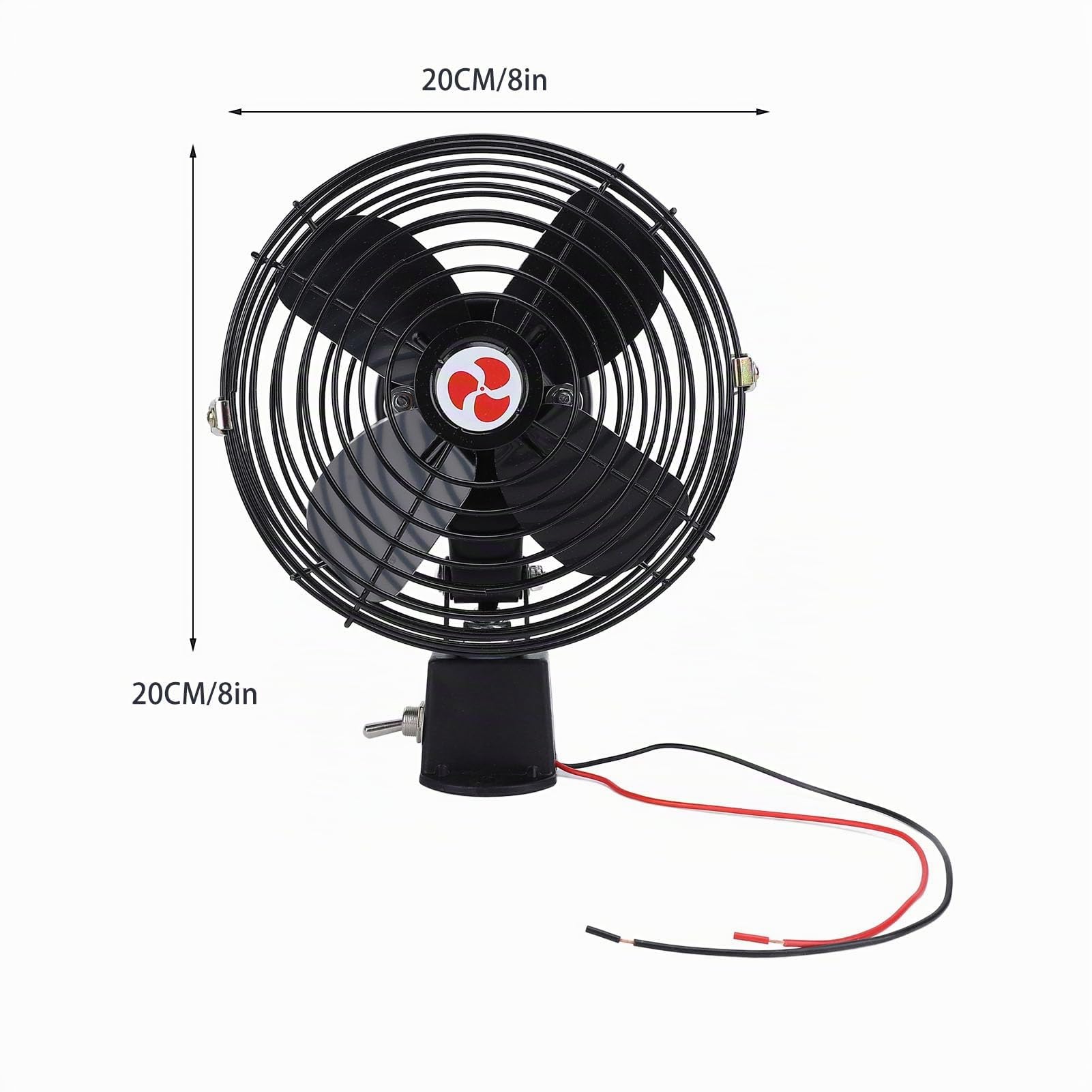 Ventilador de Refrigeración para RV de 12V, Ventilador de Coche de Metal, Interruptor Silencioso de 2 Velocidades para Camión, Barco y Autobús (6 pulgadas)