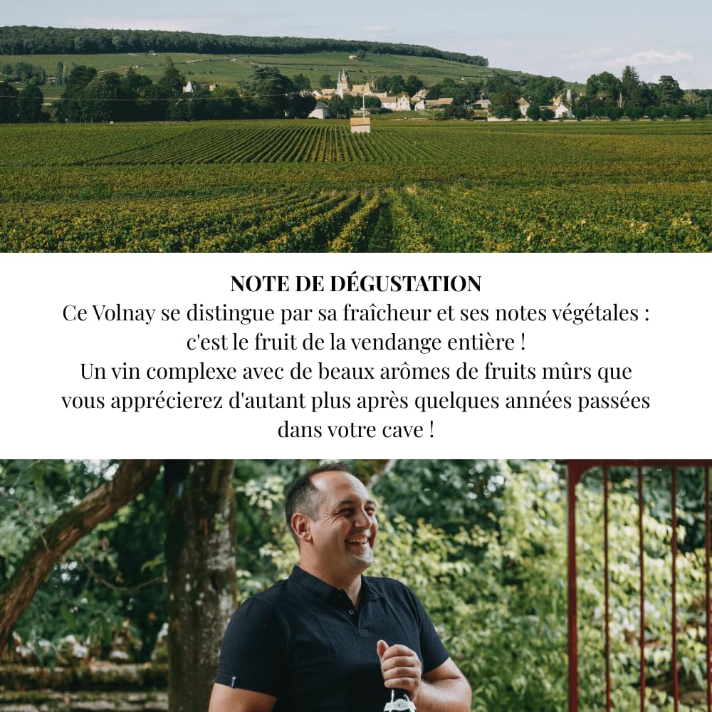 Volnay Bourgogne 2022 – Vin rouge Bourgogne Pinot Noir – Frais, soyeux et raffiné – Coffret cadeau élégant pour amateurs de vins - Assemblage 100% pinot noir - Notes végétales