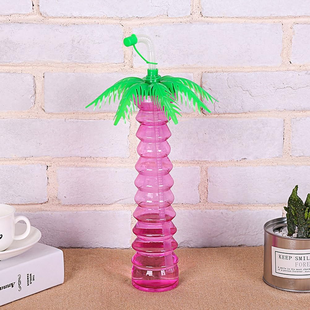 GANAZONO 10 Pcs Shaped Straw Cup funny tumbler with straw iced tea cup palm tree yard cups juicing bottles cup plastic juice cup travel margarita re-usable