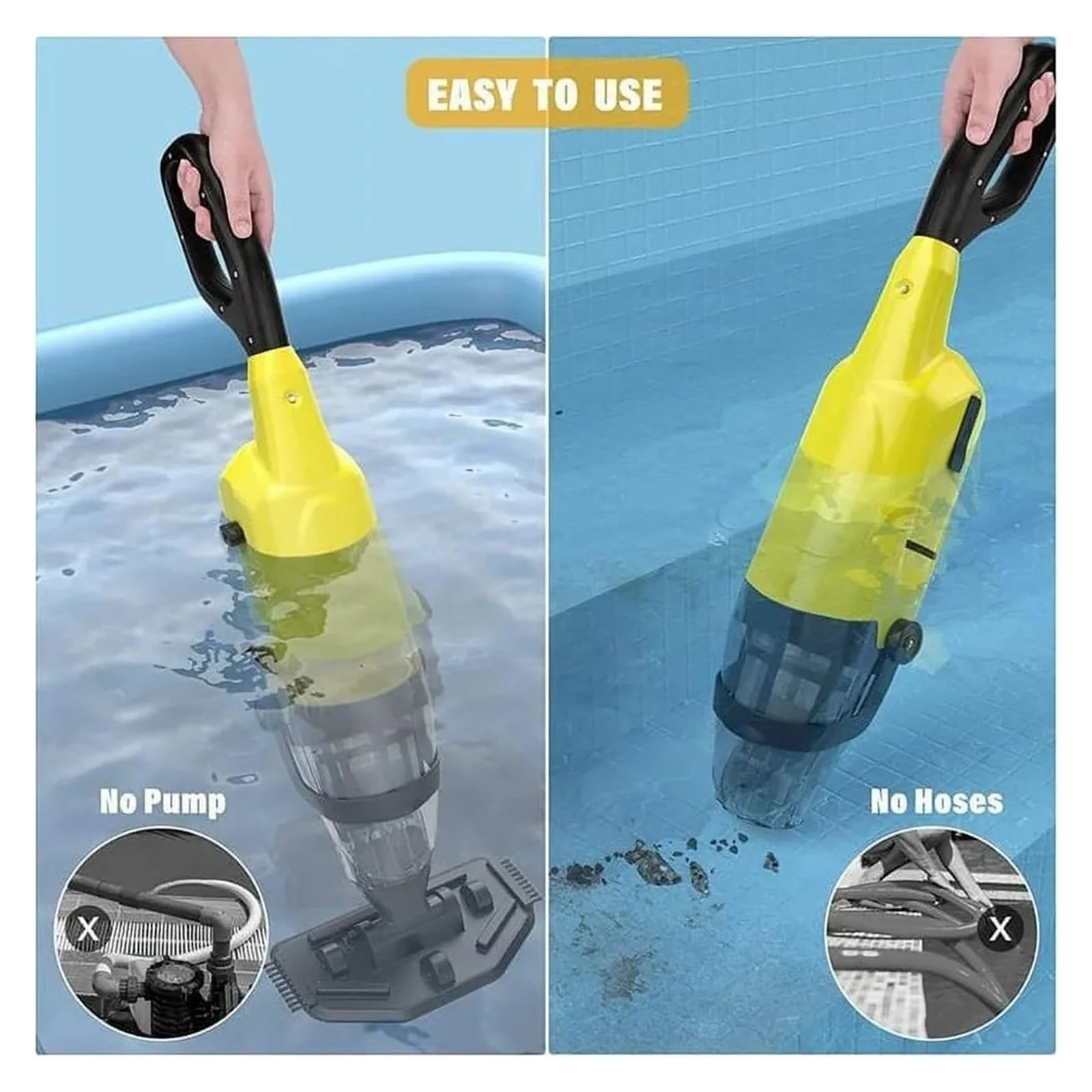 Aspirateur de Piscine sans Fil, aspirateur portatif avec autonomie jusqu'à 60 Minutes for piscines Hors Sol, spas et jacuzzis(Carmine)
