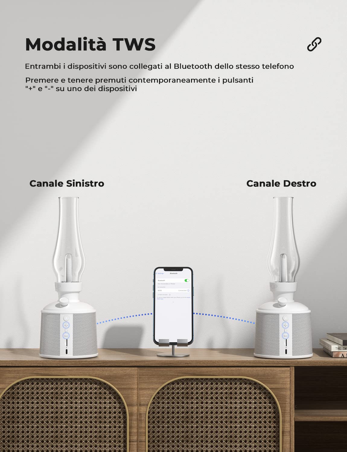 Cassa Bluetooth Portatile, Speaker con Luce di Dimmer Infinito, Cassa Altoparlante Wireless 10W, Bluetooth 5.3, Impermeabile IPX4, Autonomia 24 Ore