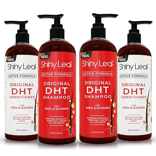 DHT Blocker Champú y acondicionador para pérdida de cabello con biotina para hombres, mujeres, tratamiento contra la caída del cabello, aceite de