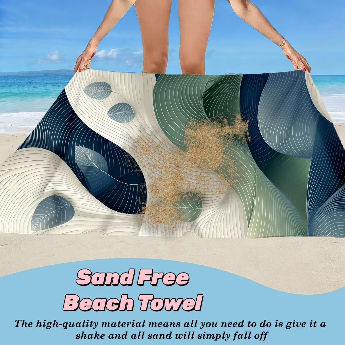 Juego de 2 Toalla Playa Grande 80x160 cm, Secado Rapido Toalla Microfibra Gimnasio, Antiarena Toallas de Playa Moda, Grande Ligera Compacta Toallas Microfibra Mujer Hombre para Viaje Piscina -5090