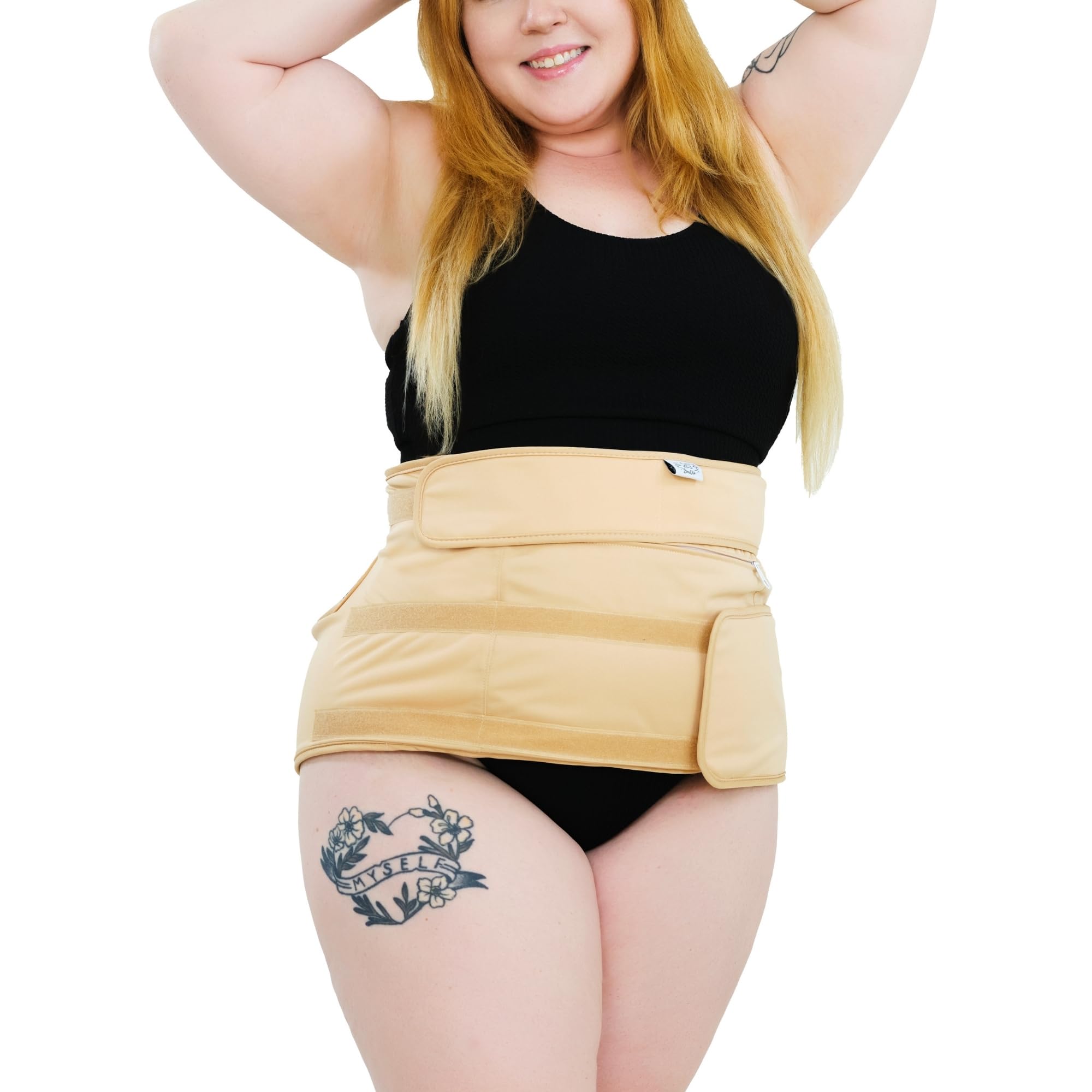 Sentre Plus-Size Castor Oil Pack Wrap, Adjustable Straps for Sizes S-5X (up to 67in), Organic Cotton Flannel Interior, Leak-Resistant Exterior, Machine Washable (Khaki)