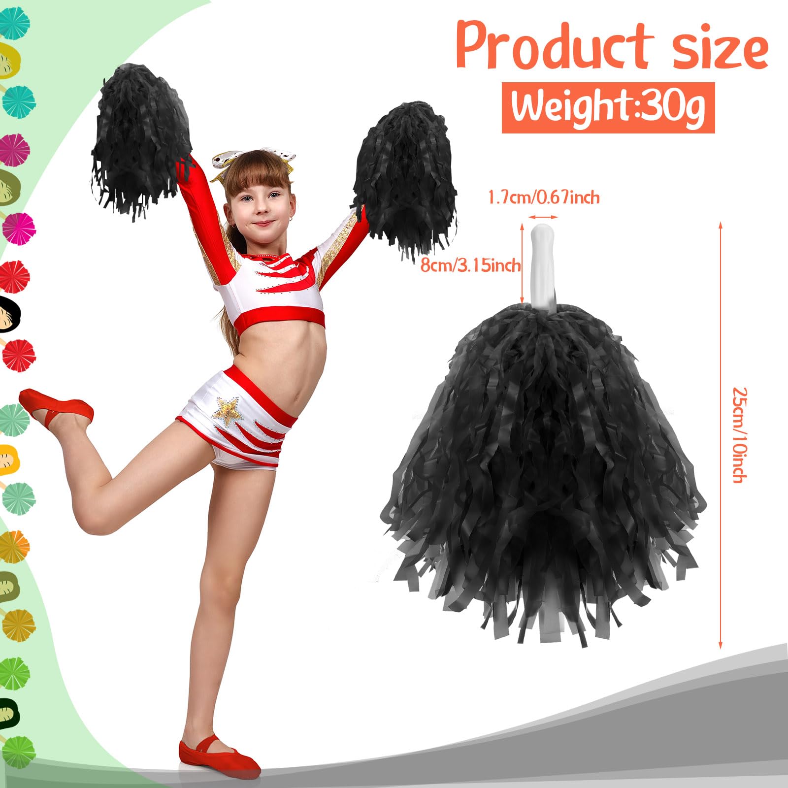 VGEBY1 Pompon Cheerleader 6 Pezzi - Colori Rosa E Rosso, Accessori Per Tifo, Feste Sportive, Gare E Spettacoli, Materiale PET Elastico, Lunghezza Cavi 24 Cm - 2