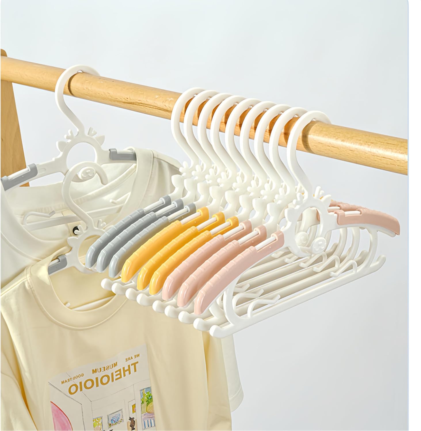 Baby Kids Clothes Hangers, 10 Pack Toddler Infant Nursery Childrens Hanger for Closet, Plastic Adjustable Stackable Hangers for Baby Clothes - Image 9