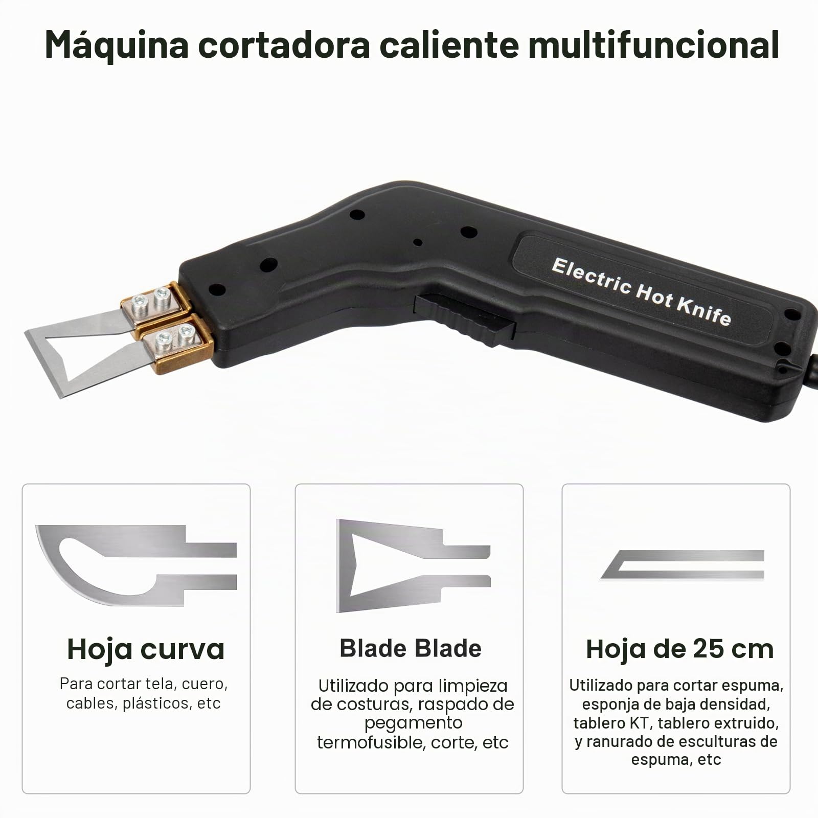Cortador de poliestireno 3 cuchillas nicromo, 0-500 ℃, 300 W, cortador alambre caliente, metal, EPS, EPP, KT, EVA, PU, cuerda, tela, espuma, plástico