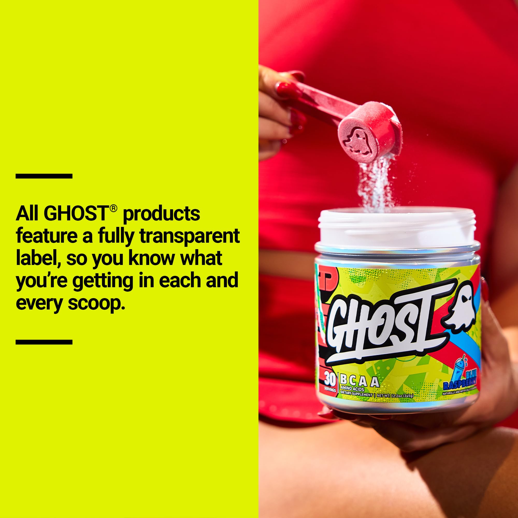 GHOST BCAA Powder Amino Acids Supplement, Blue Raspberry - 7G BCAA — Amazon image 5
