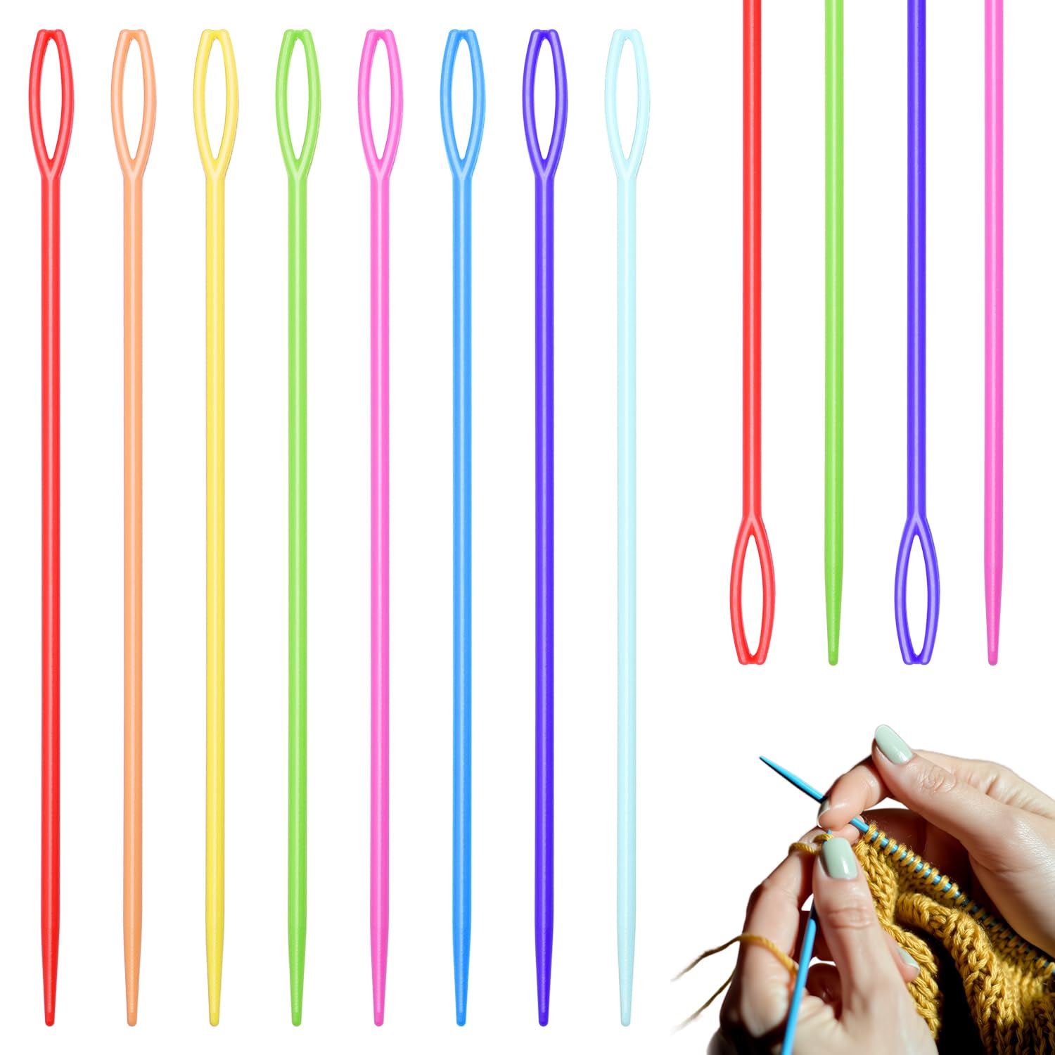 50 Count 15cm(6 inch) Plastic Yarn Needles for Kids, Large Eye Sewing Crochet Needle for Yarn Amigurimi Darning Tapestry Plastic Canvas Needle DIY Sewing Needles Crafts, Assorted Colors