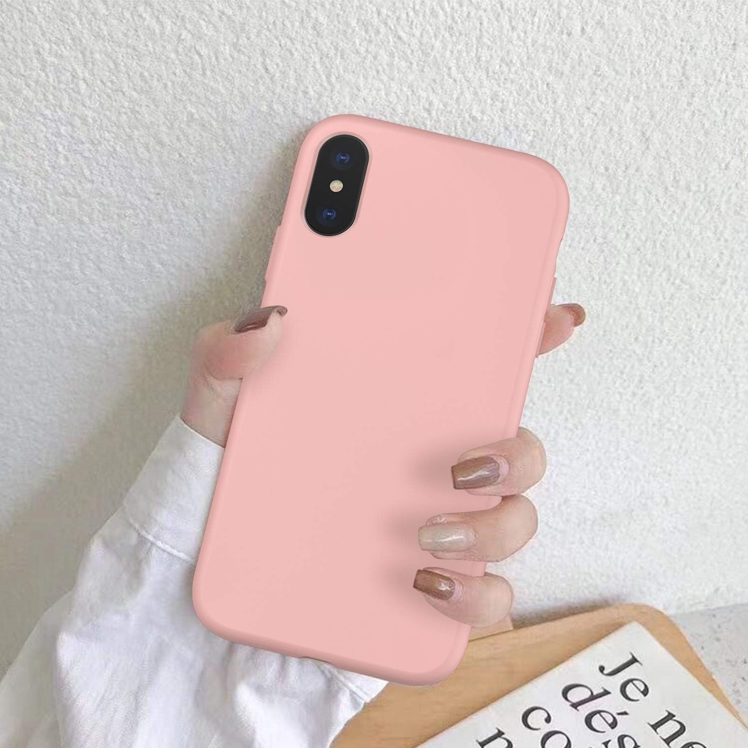DEENAKIN iPhone Xs Max Case with Screen Protector,Soft Flexible Silicone Gel Rubber Bumper Cover,Slim Fit Shockproof Protective Phone Case for iPhone Xs Max Baby Pink