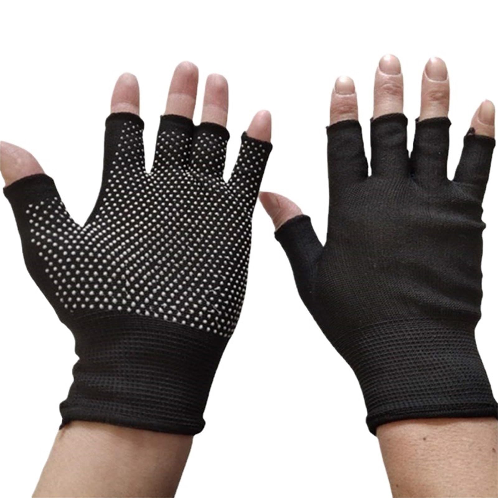 Guantes De Nailon 1/5/10 pares de guantes ciclismo antideslizantes pantalla táctil medio dedo Nylon verano al aire libre Fitness transpirable motocicleta(Black B 10Pairs)