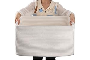 OIAHOMY White Cotton Rope Basket: The Woven Blanket Storage Solution