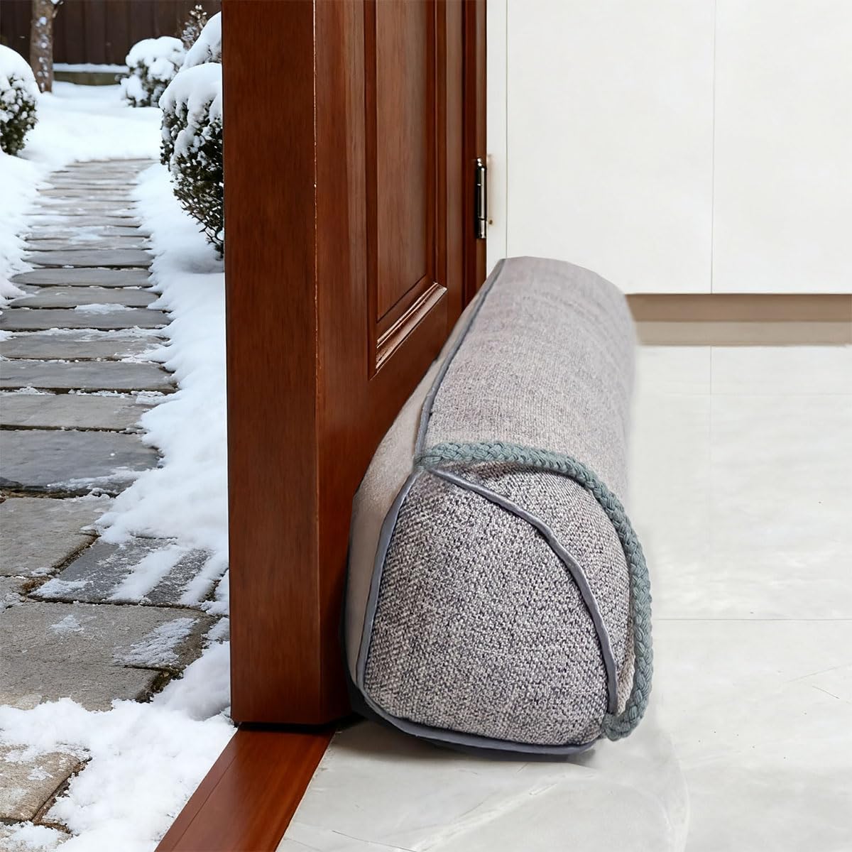 36 Inch Under Door Draft Stopper, Blocks Hot Cold Air Wind from Door and Window Bottom,Weather Seal, Reduce Noise Light,Triangular, Coffee