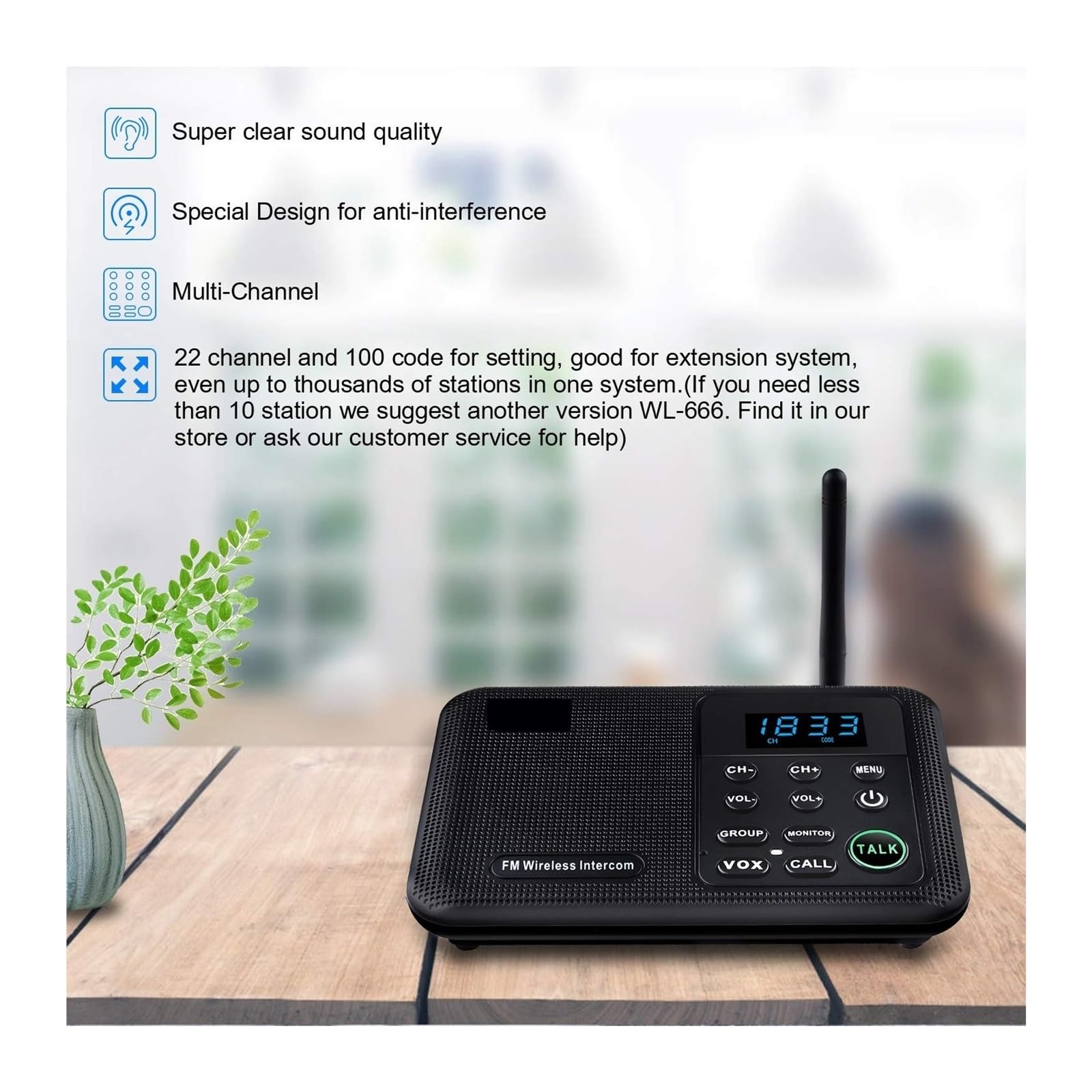Interphone, Interphones sans Fil FM à 22 canaux Accueil Maison Bureaux d'affaires Appel de Chambre à Chambre & Système Parlant Longue portée de 1 Mille pour Les Entreprises(6 Unit White)