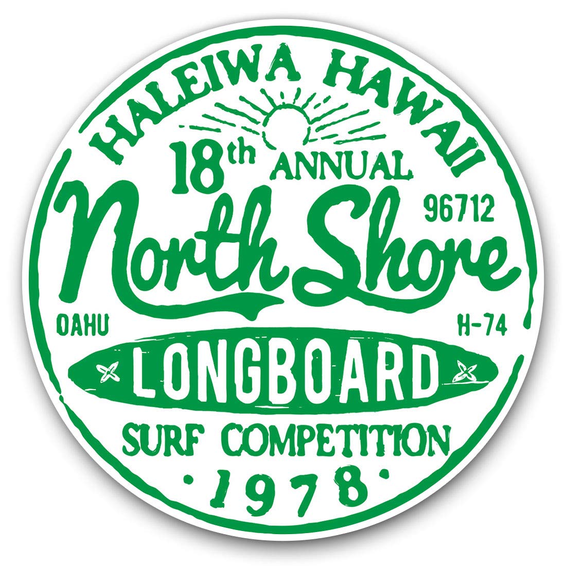Destination Vinyl Ltd Hawaii North Shore Longboard Surf 5486 Vinyl Stickers (Set Of 2) 25Cm - Hawaii North Shore Longboard Surf #5486