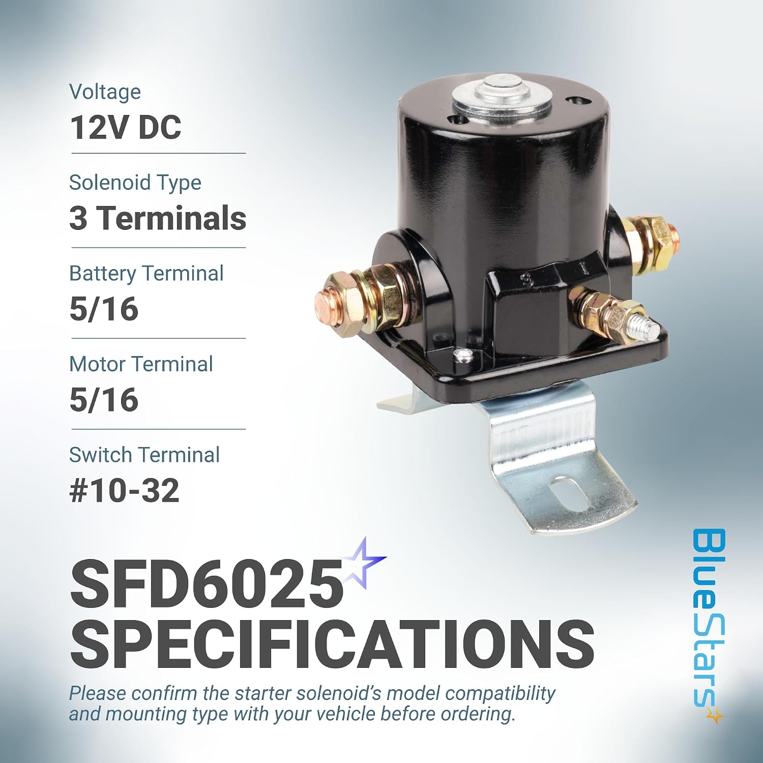 BlueStars SFD6025 8N-11450 Starter Solenoid Relay 12V 3 Terminal Replacement Compatible with Ford 2N 8N 9N Tractor – Replaces SW218 SW355 10-FO218-12V 7-1023-12V