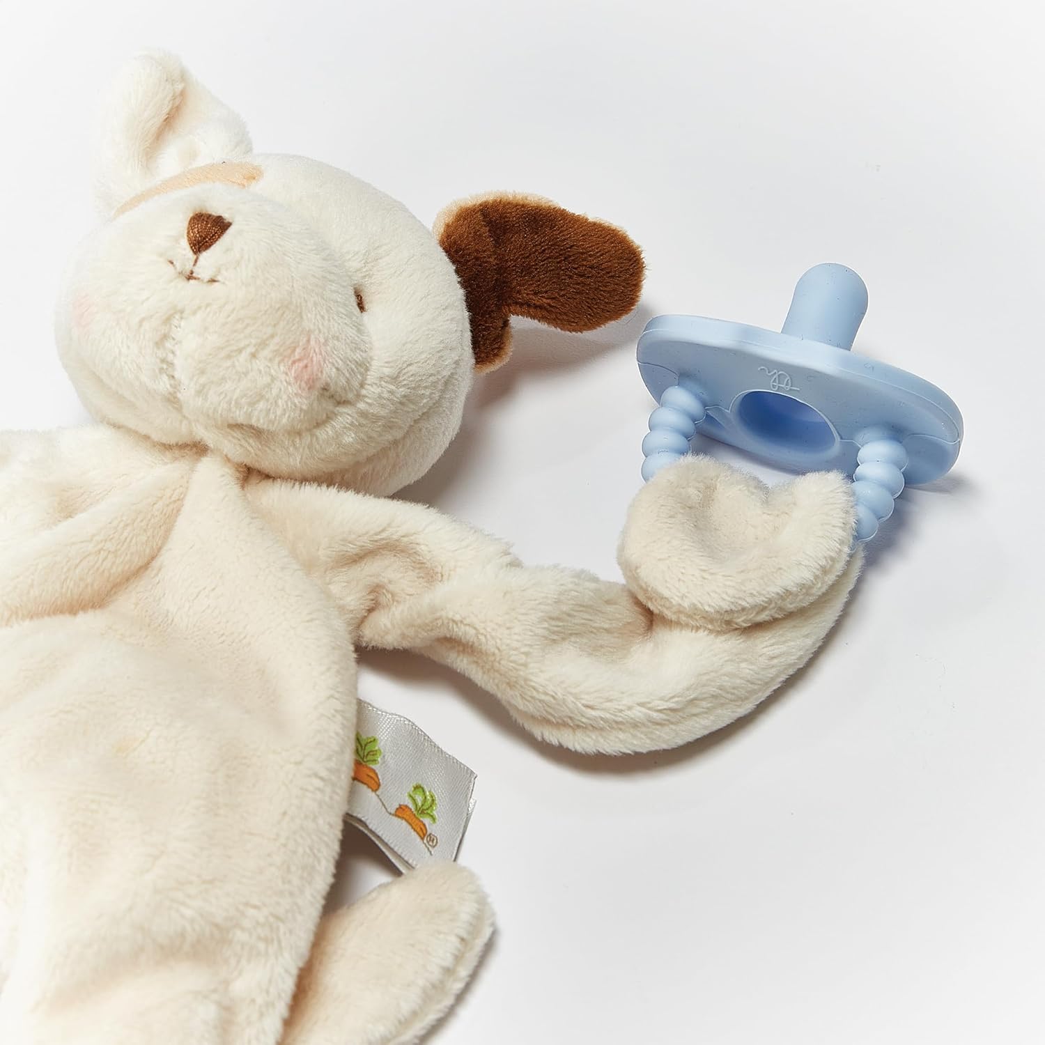 Bunnies By The Bay Skipit Puppy Silly Buddy - Animal Pacifier Holder Plush Toy with Velcro Loop Attachment - 10" (25cm) Size