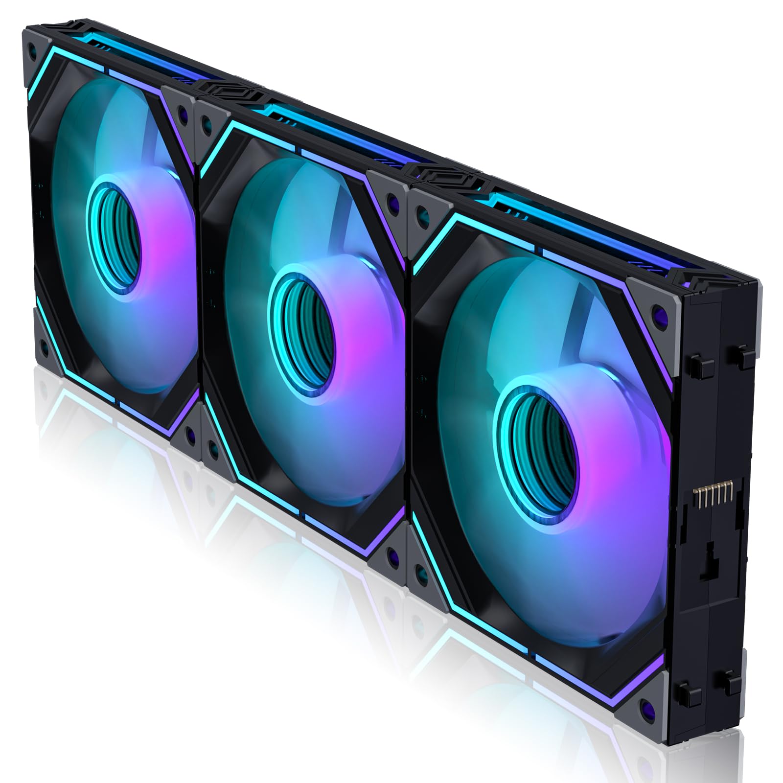 120MM RGB Fan, Wireless Splicing Reversing Fans with Mini Controller for Computer Case and CPU Cooling, 240 360 Liquid Cooling (3Pack, KB Series)-image-24