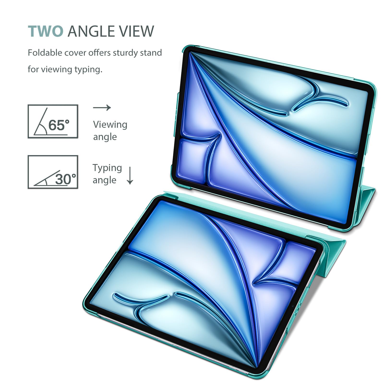 ProCase Cover iPad Air 11 Pollici M3/M2 2025/2024, Custodia iPad Air 5a 4a Gen (10,9 Pollici Modello 2022/2020), Supporta Ricarica di Pencil 2 Smart Cover Leggero Auto Svegliati/Sonno -Acqua