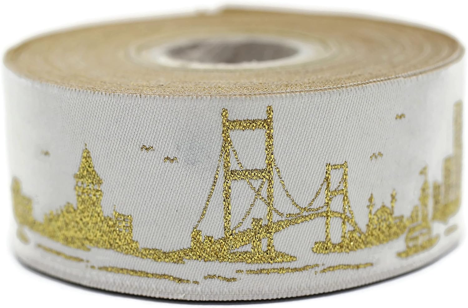 11 Yard Spool 1.37 inches Wide Beige Gold Istanbul Jacquard Ribbon Woven Trim Woven Retro Fabric Home Decoration Embellishment Homecoming Mum Accessories Supplies Lace Vintage 35079