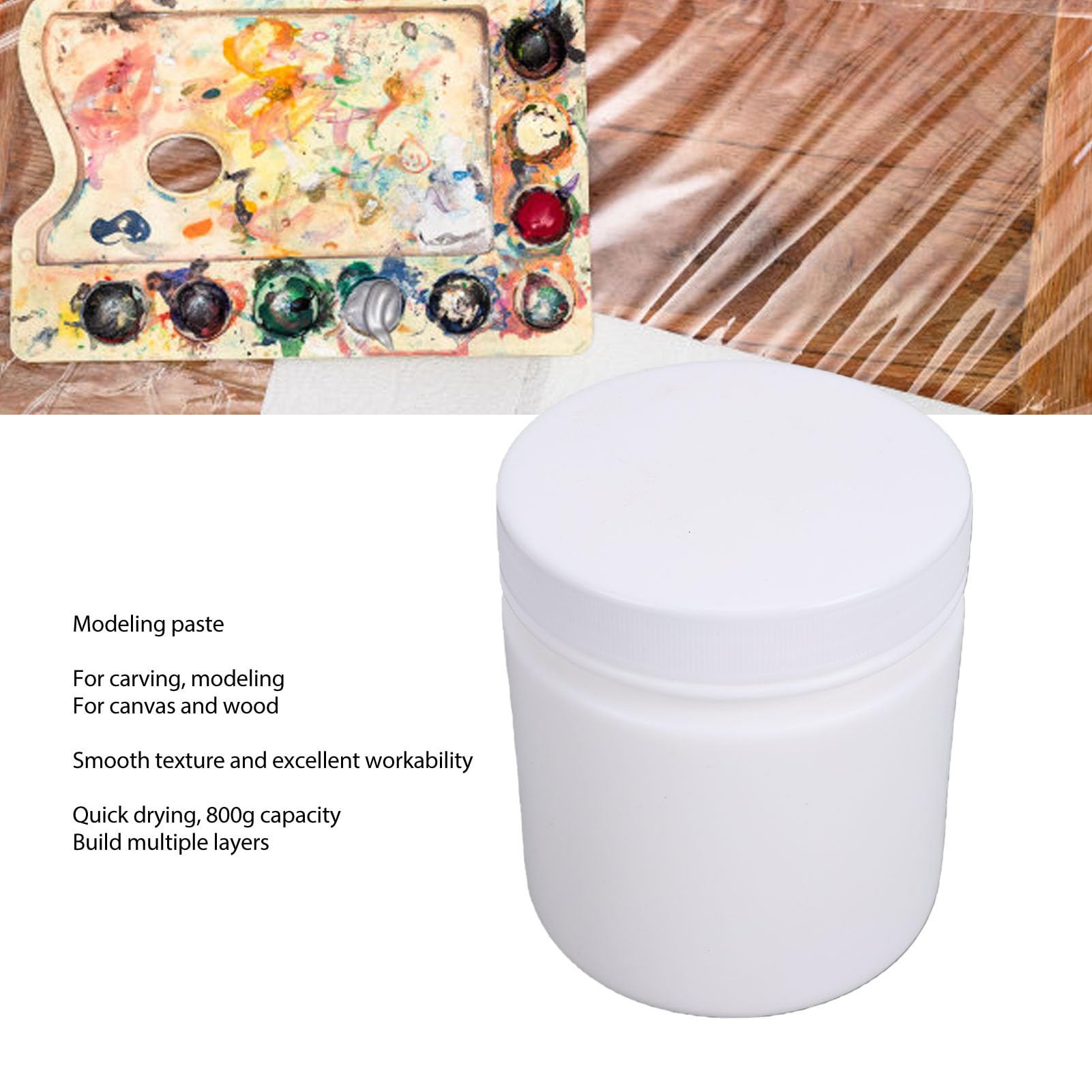 Modellierpaste, Dicke Strukturpaste, Struktur-Modellierpaste, Acryl-Textur, Mittel, 800 G, Glatt, Schnell Trocknend, Rissfest, für Leinwand, Holz, DIY-Kunstprojekte