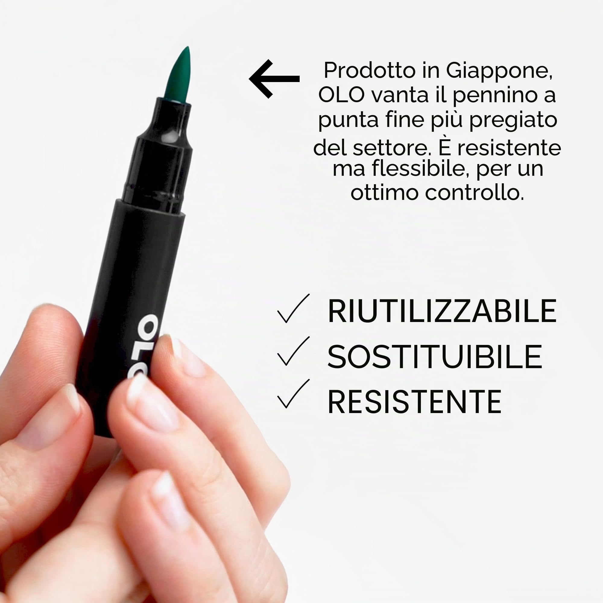 OLO Botanical - Set di 8 pennarelli ad alcool con punta a pennello, personalizzabili con innovativo flusso di inchiostro, pennarelli professionali a doppia punta per illustrazioni, schizzi, disegno