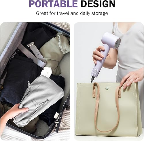 Miniatura 9 de Secadores de pelo para mujer, secador de bajo ruido, tecnología iónica, secador de pelo de iones negativos de alta velocidad (morado)