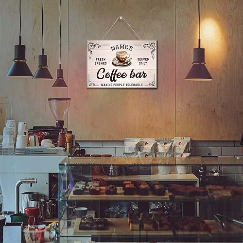 Miniatura 5 de Artsy Woodsy Letrero personalizado de madera para barra de café (no tallada o neón), placa de pared para decoración de cocina, regalos