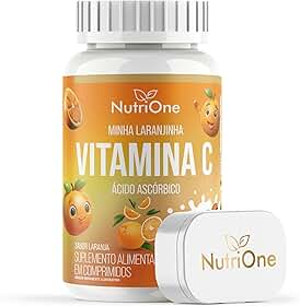Vitamina C Infantil Kids Ácido Ascórbico 25mg Sabor Laranja 60 Comprimidos Suplemento Alimentar para Crianças - Nutrione
