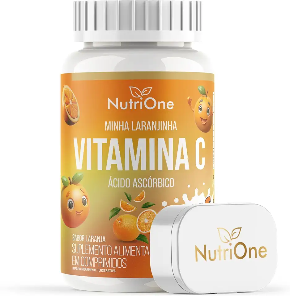 Vitamina C Infantil Kids Ácido Ascórbico 25mg Sabor Laranja 60 Comprimidos Suplemento Alimentar para Crianças - Nutrione