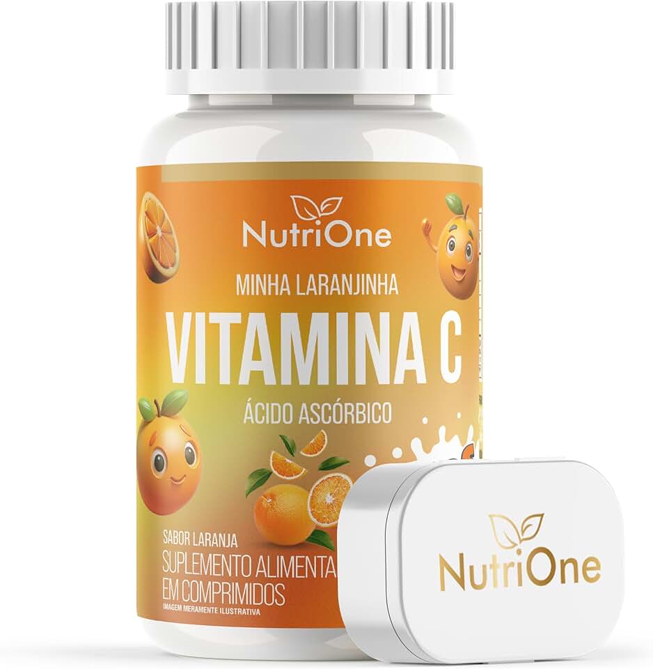 Vitamina C Infantil Kids Ácido Ascórbico 25mg Sabor Laranja 60 Comprimidos Suplemento Alimentar para Crianças - Nutrione