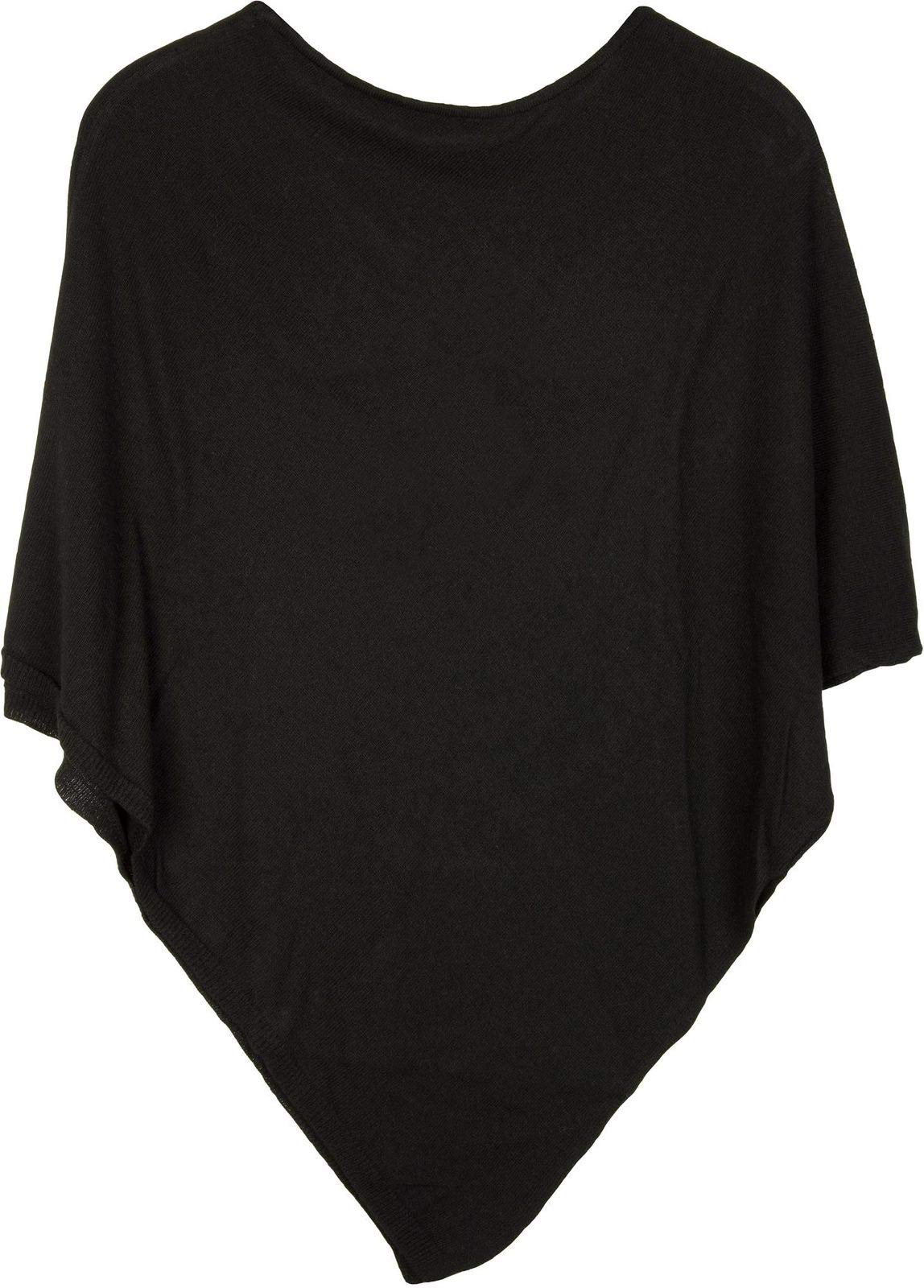 styleBREAKER soft fine knit poncho in plain, round-neck, ladies 08010042, Colour:Black