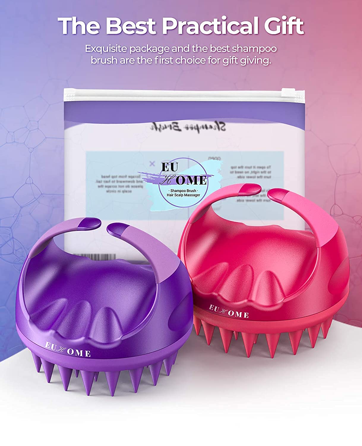 Scalp Massager Shampoo Brush, EUHOME Scalp Brush Hair Scrubber, Hair Washing Brush Scalp Exfoliator Brush for Dandruff, 2 Pack Head Scrubber for All Hair Types of Women, Men : Beauty & Personal Care