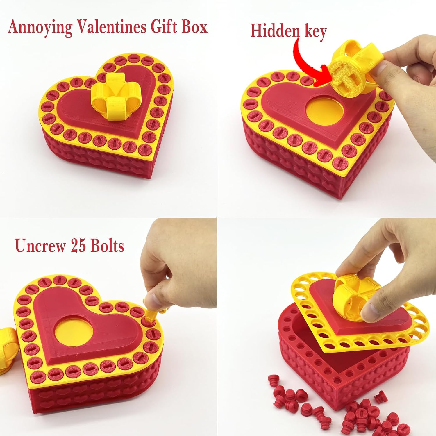 valentines day gifts heart shape annoying gift box,annoying gift box screw gift box prank annoying box for birthdays, office white elephant gifts xin xing