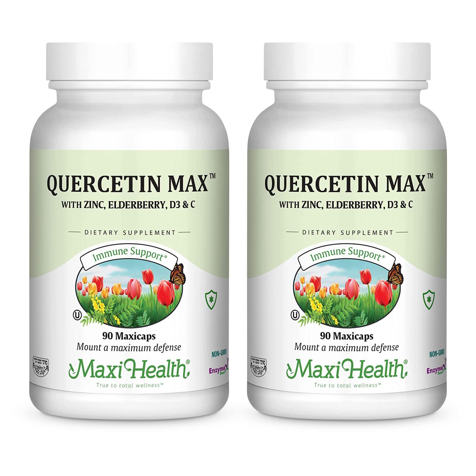 Maxi Health® Quercetin with Zinc, 500mg + Vitamin C 90 Capsules (Pack of 2) 90 Count (Pack of 2)
