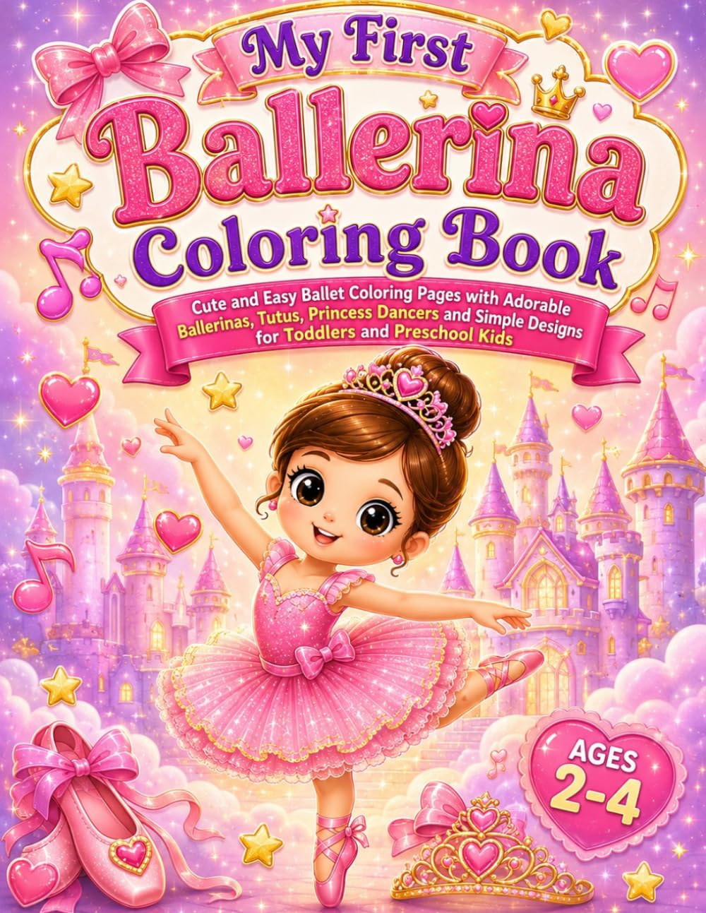 My First Ballerina Coloring Book For Girls Ages 2-4: Cute and Easy Ballet Coloring Pages with Adorable Ballerinas, Tutus, Princess Dancers and Simple Designs for Toddlers and Preschool Kids