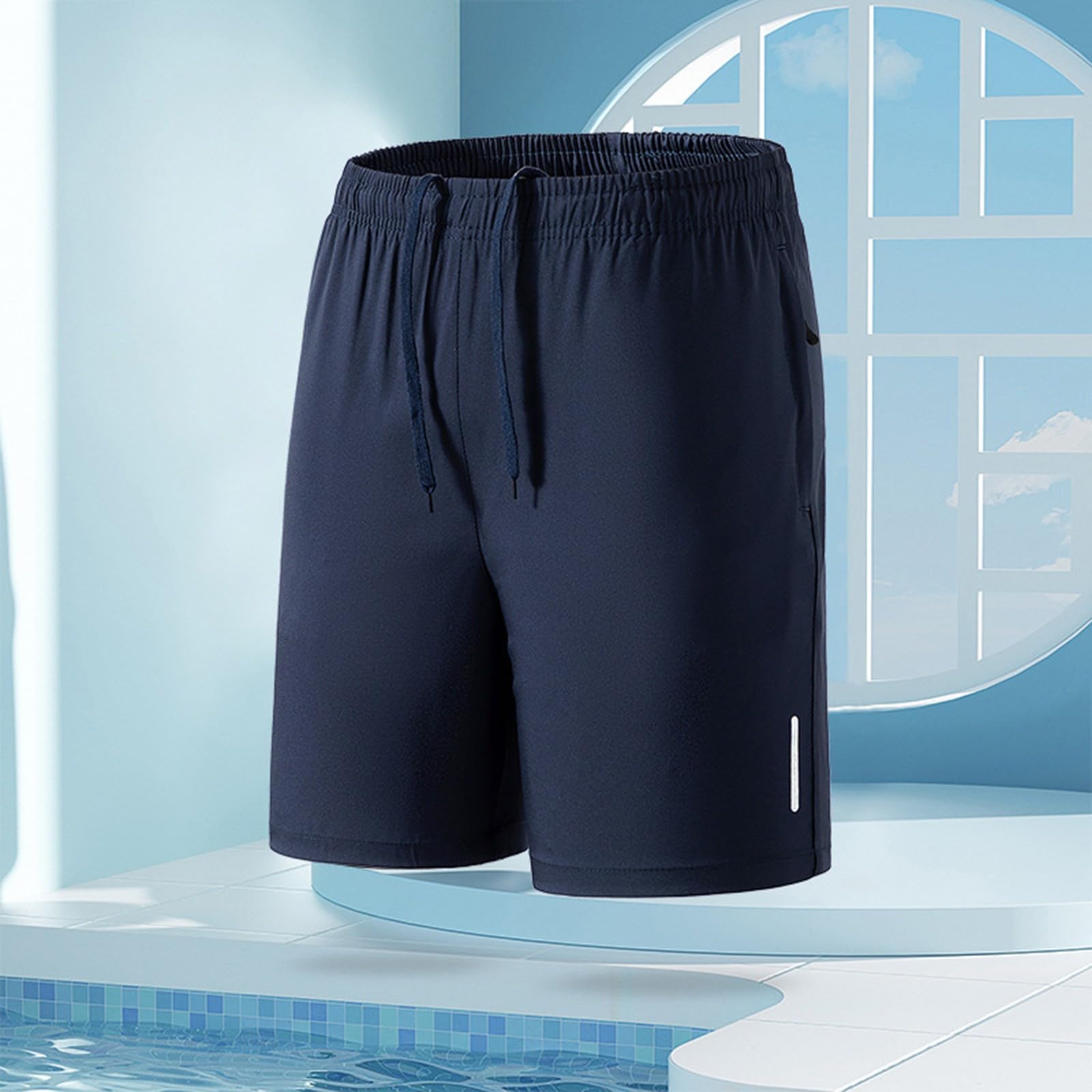 Lot de 3 shorts de sport pour homme à séchage rapide avec poches, bandes réfléchissantes de sécurité, short de course respirant avec cordon de serrage et taille élastique