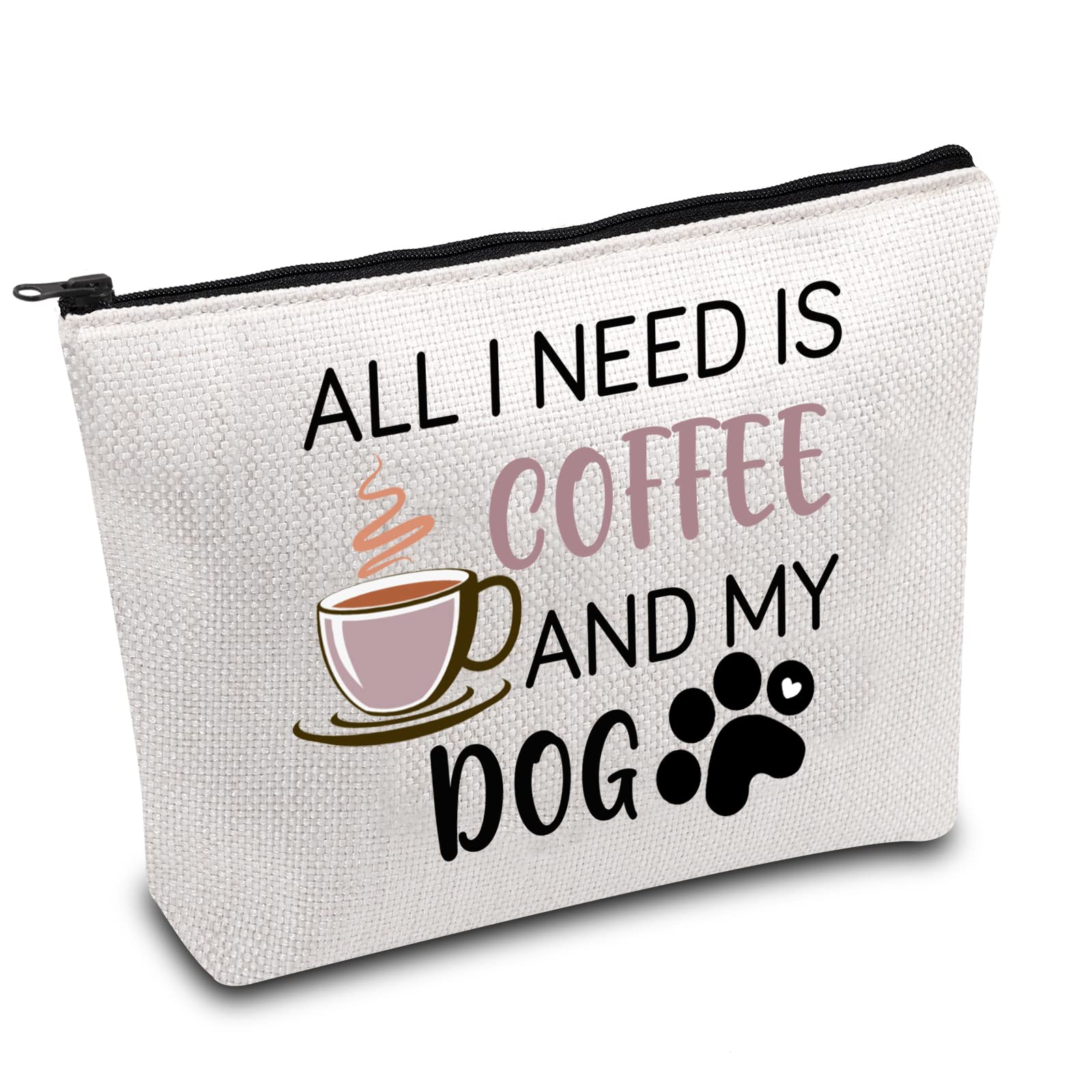 BDPWSSDog Mom Makeup Bag - Coffee and Dog Lover Gift - Funny Cosmetic Bag for Women, Friend Birthday Present