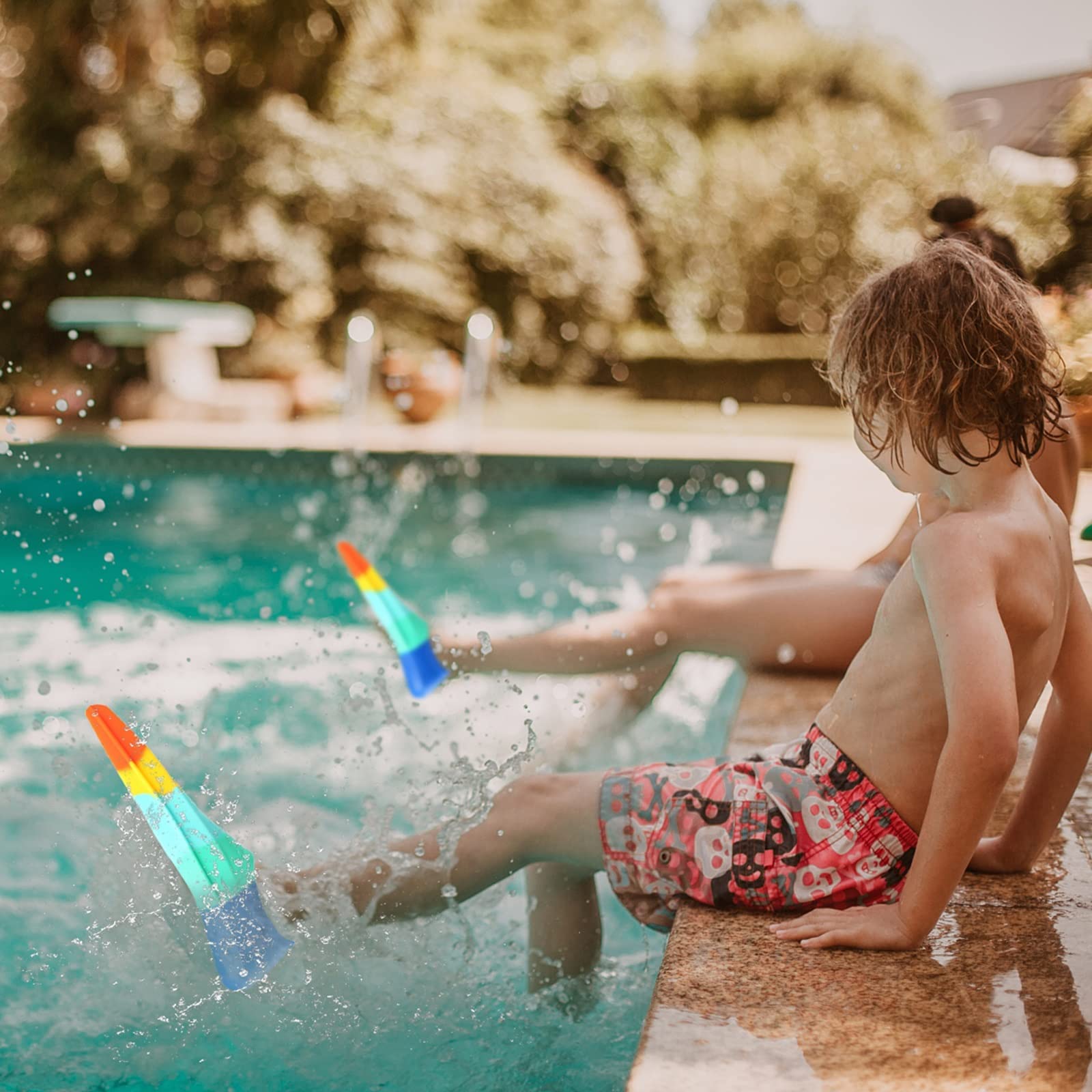 Kinder-Schwimmflossen zum Schwimmen, kurze Schwimmflossen zum Schnorcheln und Training (Marineblau-OppositeHimmelblau, Größe XS)