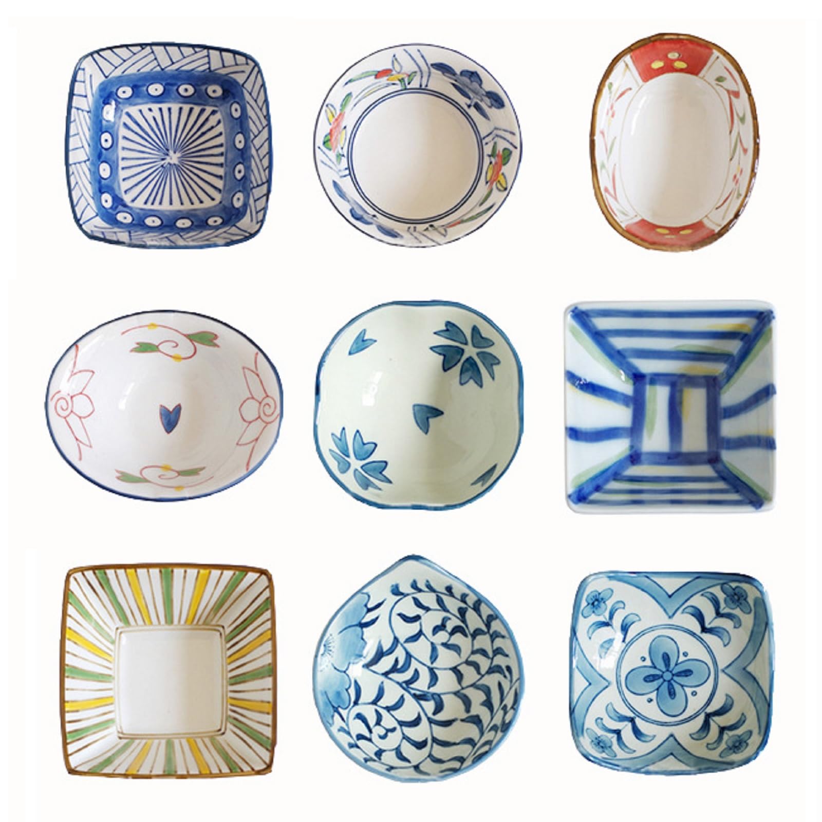 9 sztuk japońskich miseczek do sosu sojowego, miseczki do maczania, ceramiczna miseczka na sos sojowy, mała miseczka na przyprawy, małe talerzyki na przystawki