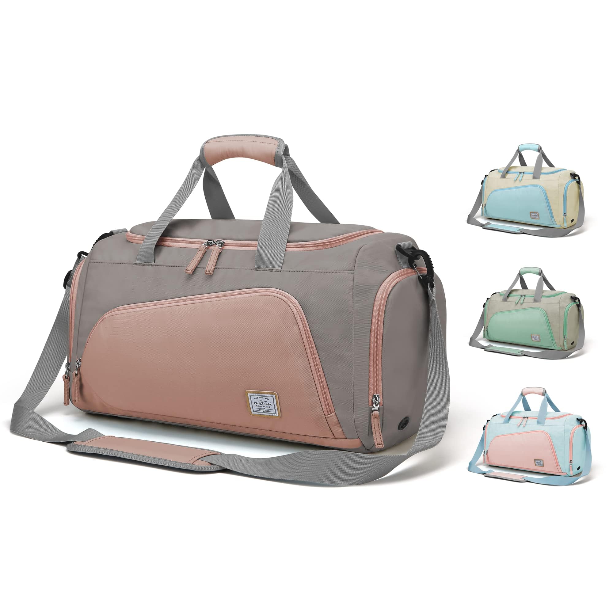WindTook 40L Borsa Sportiva da donna Borsone Palestra Borsoni da Palestra con Scomparto Scarpe Borsone da Viaggio per Campeggio Nuoto Viaggio Palestra Sport Vacanza 53x27x27CM Rosa