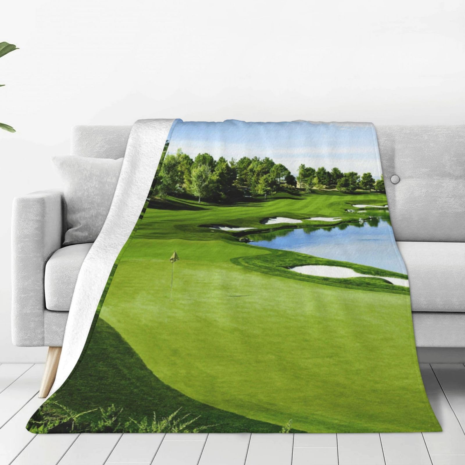 Golf Course Soft Warm Flannel Blankets For Sofa Couch Bed,Cozy Lightweight Fleece Throw Blanket For Living Room Office All Season,60"X50"