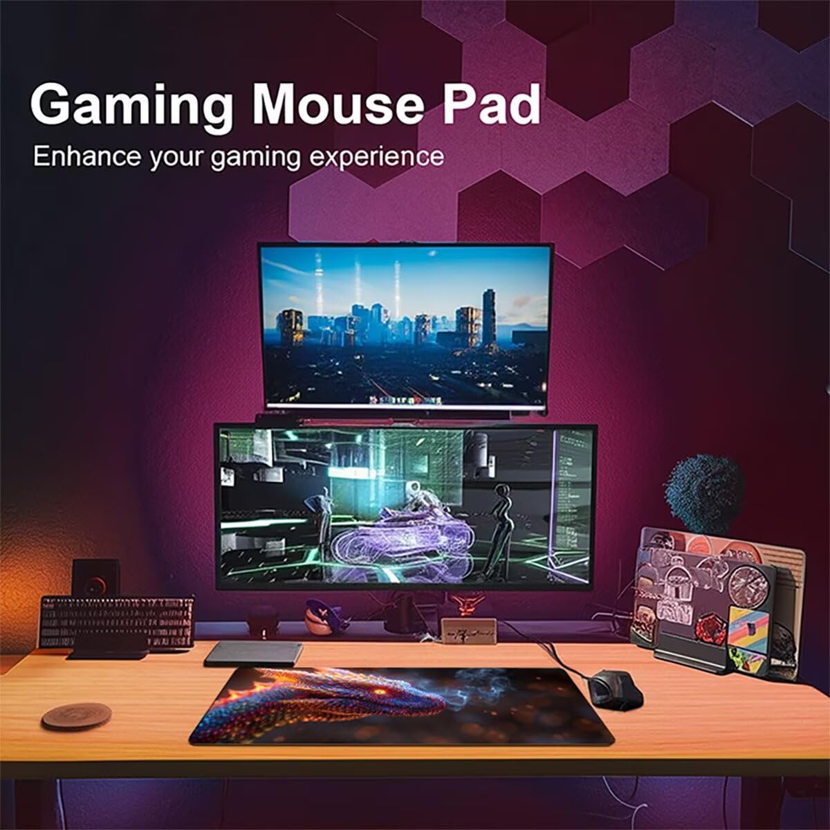 Tappetino per Mouse Gaming XXL 1200x600x3mm– Ufficio Mousepad Grande – Migliora la Velocità e la Precisione Tenuta Stabile Sottomano per Ufficio e Casa Accessori Scrivania Drago PjY11059 N-U