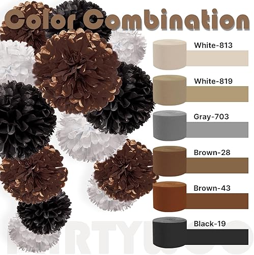 Vista 3 de PartyWoo Serpentinas de papel crepé marrón, 10 unidades de 820 pies, paquete de serpentinas de papel crepé bohemio neutro metálico dorado arena