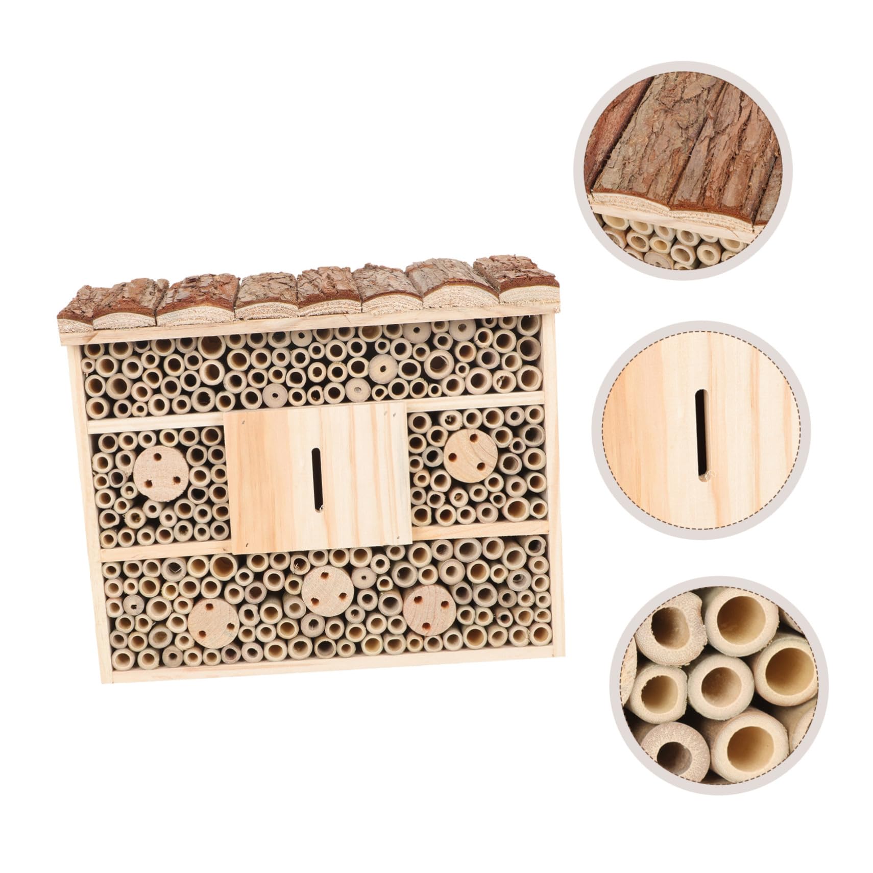 VILLCASE Casetta per Insetti in Legno Beige, Naturale per Api, Struttura Durevole per Giardino Attira Insetti Benefici e Mantiene Ecologia