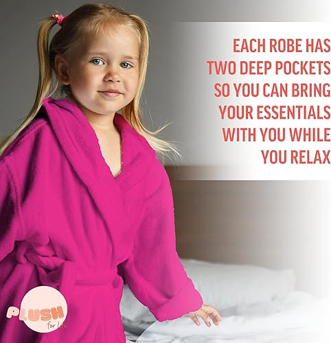Miniatura 2 de Plush for life Bata de baño de manga larga para niñas con bolsillos suave y acogedora bata de baño mullida gran regalo para niños