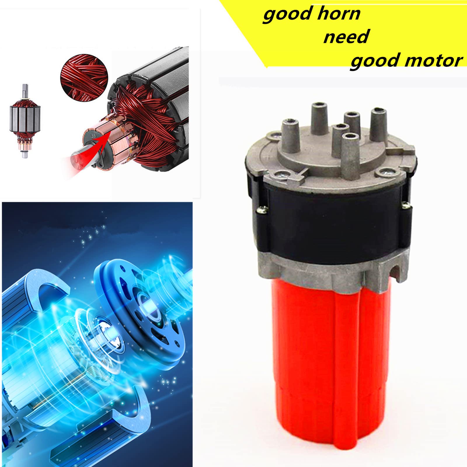 Clacson per auto Clacson Car Horn 12V Clacson per nave Tromba a cinque tubi Dixie 160db Tromba d'aria rossa Tromba per camion con altoparlante della pompa dell'aria per 12V auto camion SUV ecc