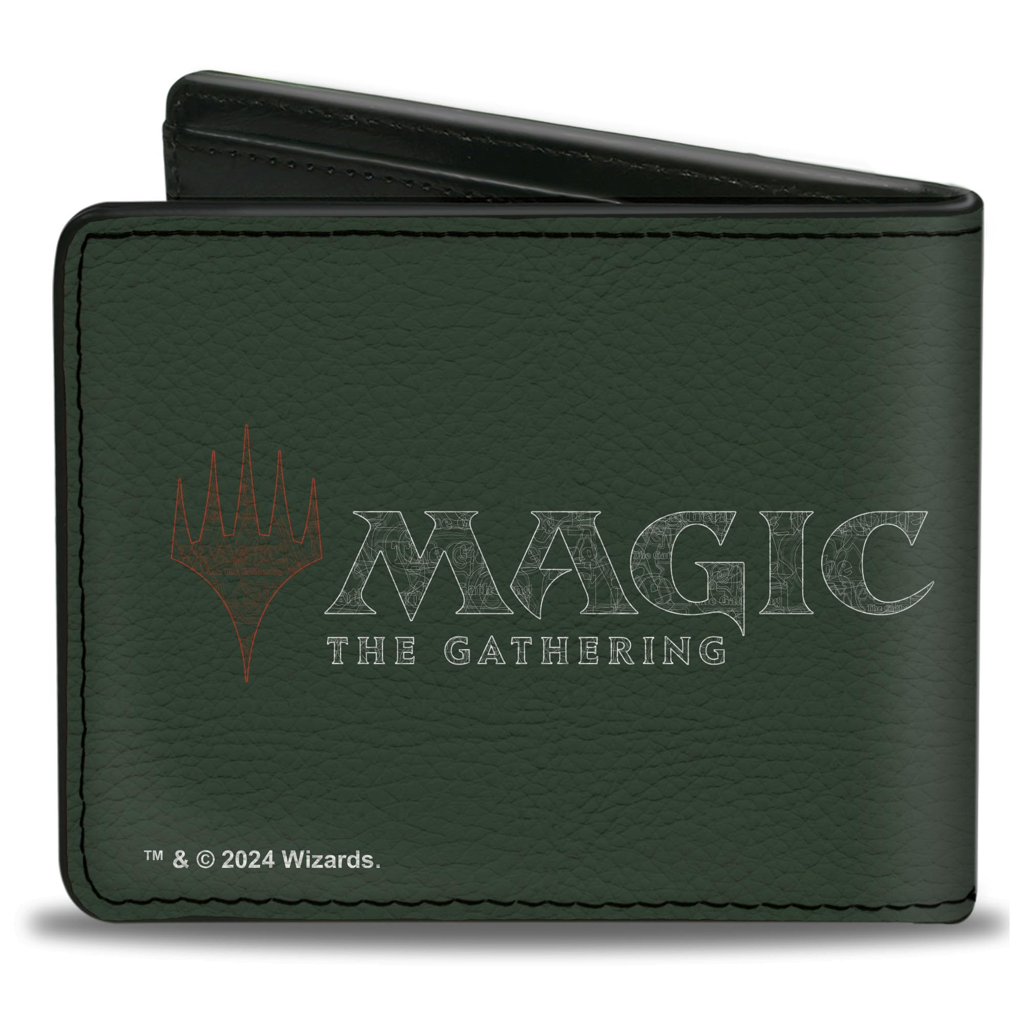 Buckle-Down Magic the Gathering Wallet, Bifold, Magic the Gathering Green Mana Tree Icon and Logo Greens, Vegan Leather